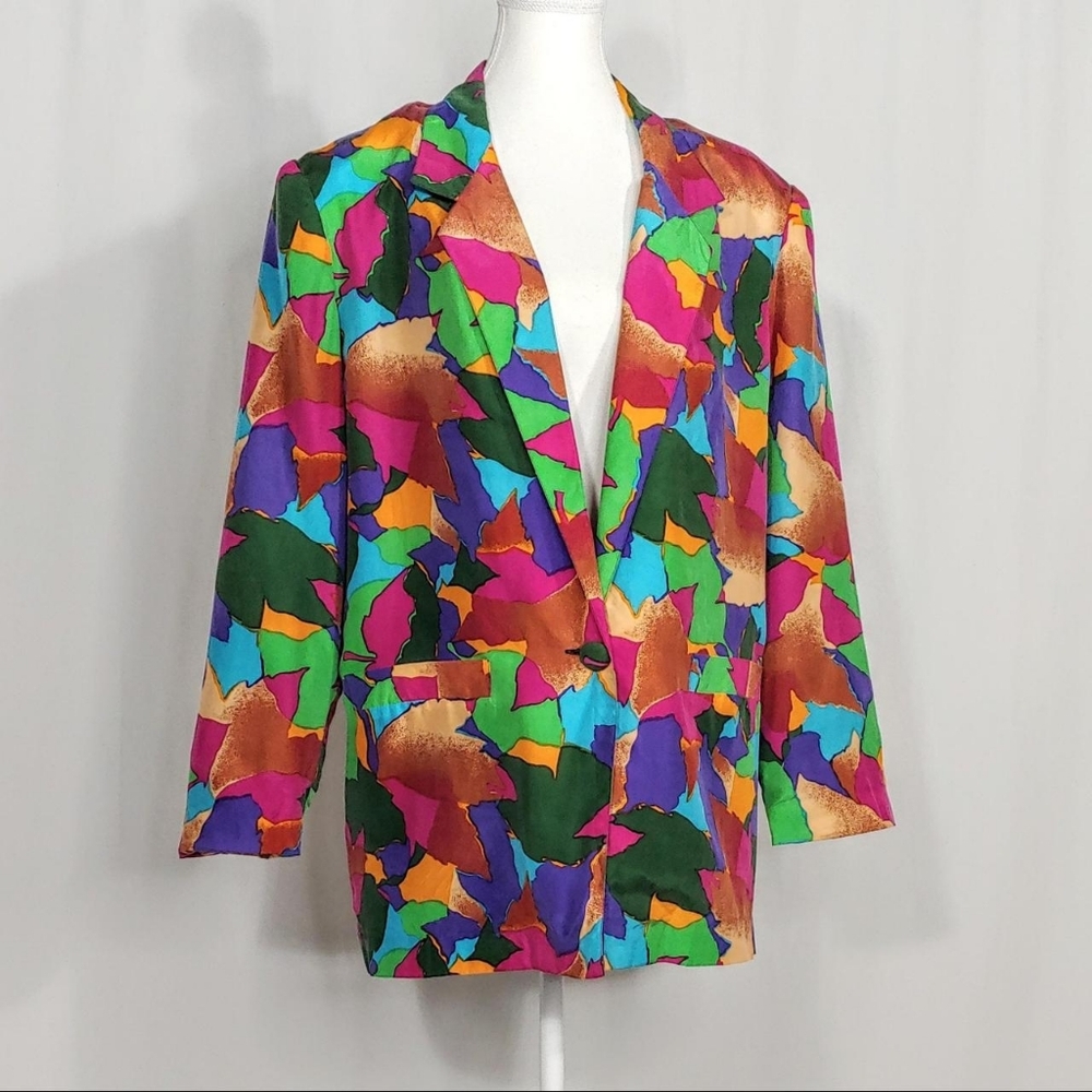 Vintage 100% silk rainbow blazer